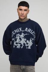 Tall Brushed Embroidered Western Oversized Jumper