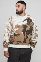 Plus Western Jacquard Oversized Jumper
