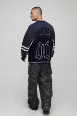 Man Gothic Varsity Jacquard Knitted Hockey Sports Top