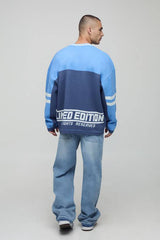 Man Flame Varsity Jacquard Knitted Hockey Sports Top