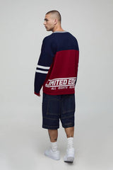 Man Flame Varsity Jacquard Knitted Hockey Sports Top