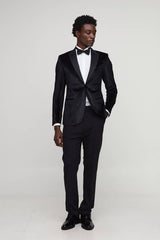 Skinny Fit Satin Lapel Velvet Blazer