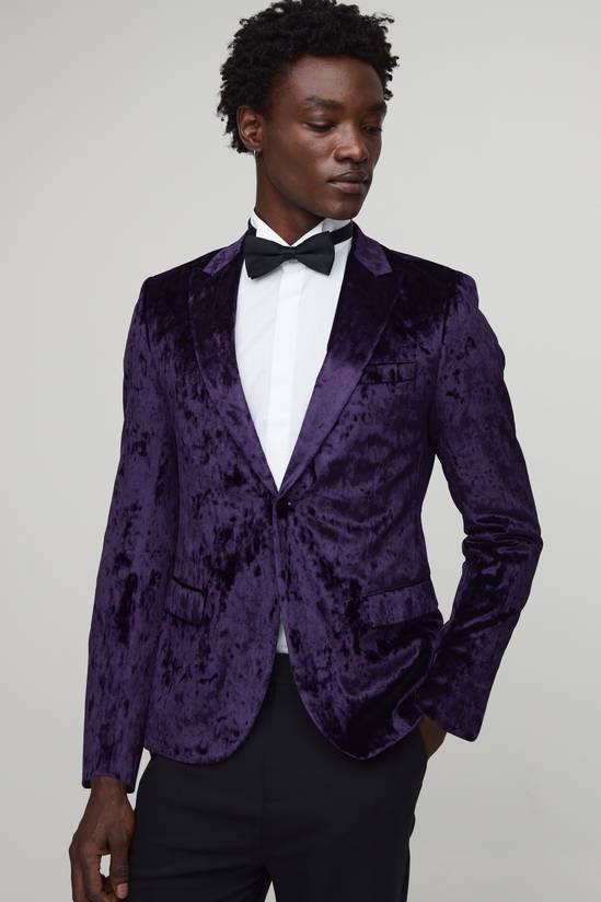Skinny Fit Crushed Velvet Blazer