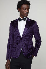 Skinny Fit Crushed Velvet Blazer