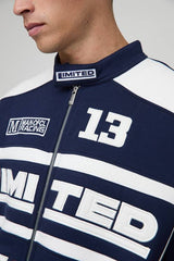 Boxy Fit Moto Biker Neck Jersey Varsity Jacket