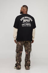 Plus Camo Print Stacked Skinny Fit Popper Hem Trouser