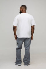 Plus Flared Printed Gusset Denim Jeans
