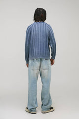 Oversized Boxy Ribbed Acid Wash Knitted Jumper
