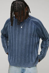 Oversized Boxy Ribbed Acid Wash Knitted Jumper