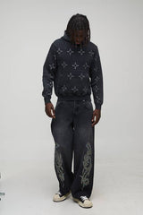 Baggy Fit Tribal Rhinestone Jeans