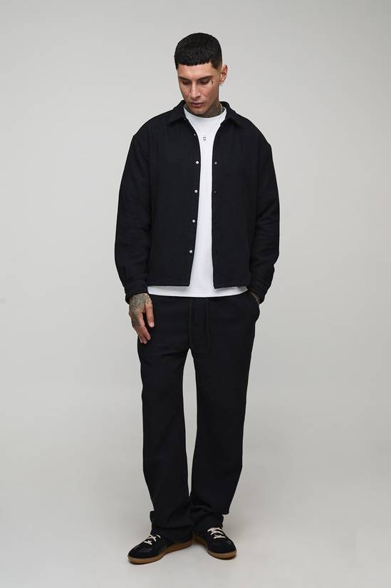 Tall Herringbone Oversized Overshirt & Relaxed Trouser Set