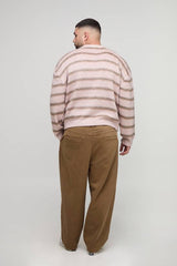 Plus Oversized Boxy Brushed Ombre Stripe Knitted Jumper