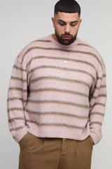 Plus Oversized Boxy Brushed Ombre Stripe Knitted Jumper