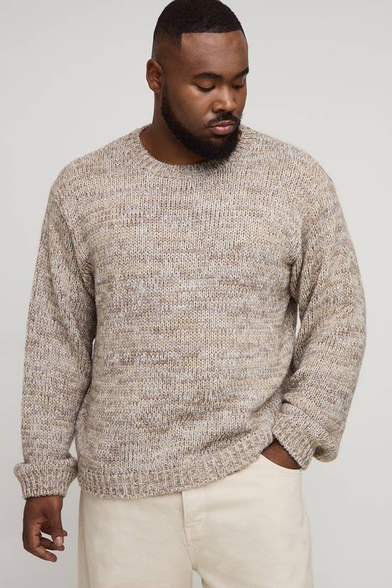Plus Oversized Boxy Mixed Yarn Chunky Knit Jumper