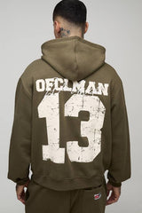 Tall Oversized Boxy Spray Wash 13 Print Hoodie