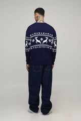 Tall Reindeer Fair Isle Relaxed Christmas Cardigan
