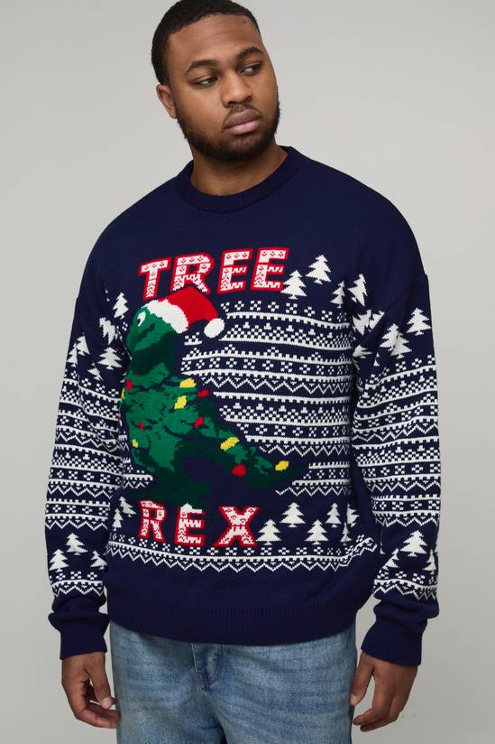 Plus Tree Rex Relaxed Christmas Jumper