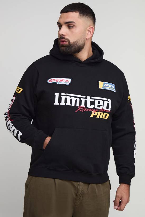 Plus Regular Fit Moto Applique Hoodie