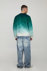 Boxy Brushed Ombre Striped Knitted Jumper