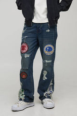 Slim Flare Applique Badge Gusset Jeans