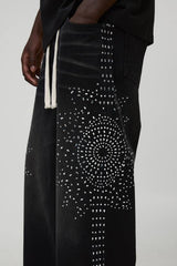 Baggy Fit Large Gem Embellished Jeans