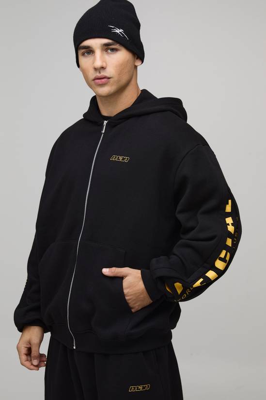 Oversized Sleeve Gusset Detail Zip Through Hoodie