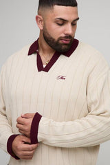 Plus Oversized Retro Football Knitted Jumper