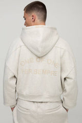 Shrunken Fit Per Sempre Heavyweight Drop Shoulder Zip Through Hoodie