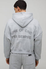 Shrunken Fit Per Sempre Heavyweight Drop Shoulder Zip Through Hoodie
