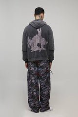 Tall Elasticated Waist Camo Nylon Baggy Trousers