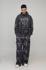 Tall Elasticated Waist Camo Nylon Baggy Trousers