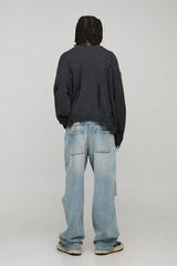 Boxy Distressed Knitted Jumper