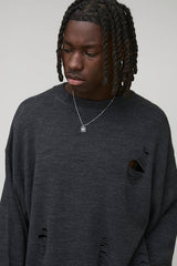 Boxy Distressed Knitted Jumper