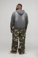 Plus Oversized Boxy Western Graphic Acid Wash Distressed Hoodie