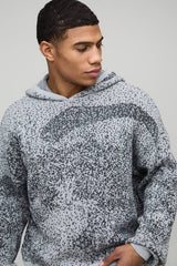 Oversized Boxy Mixed Ombre Knitted Hoodie