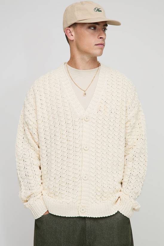 Relaxed Boxy Heavy Cable Knitted Cardigan
