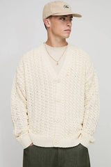 Relaxed Boxy Heavy Cable Knitted Cardigan
