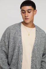 Relaxed Boxy Boucle Marl Knitted Cardigan