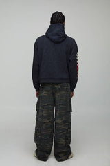 Oversized Boxy Washed Black Moto Racing Graphic Hoodie
