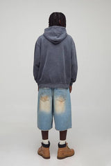 Charcoal Oversized Graphic Washed Hoodie