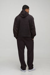 Oversized Boxy Zip Through Funnel Neck Raglan Hoodie