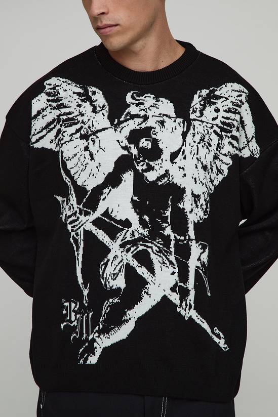 Oversized Boxy Renaissance Jacquard Knitted Jumper