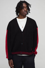 Relaxed Boxy Moto Fluffy Jacquard Knitted Cardigan