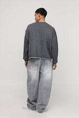 Oversized Boxy Face Jacquard Knitted Jumper