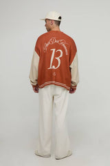 Oversized Varsity Jacquard Knitted Cardigan