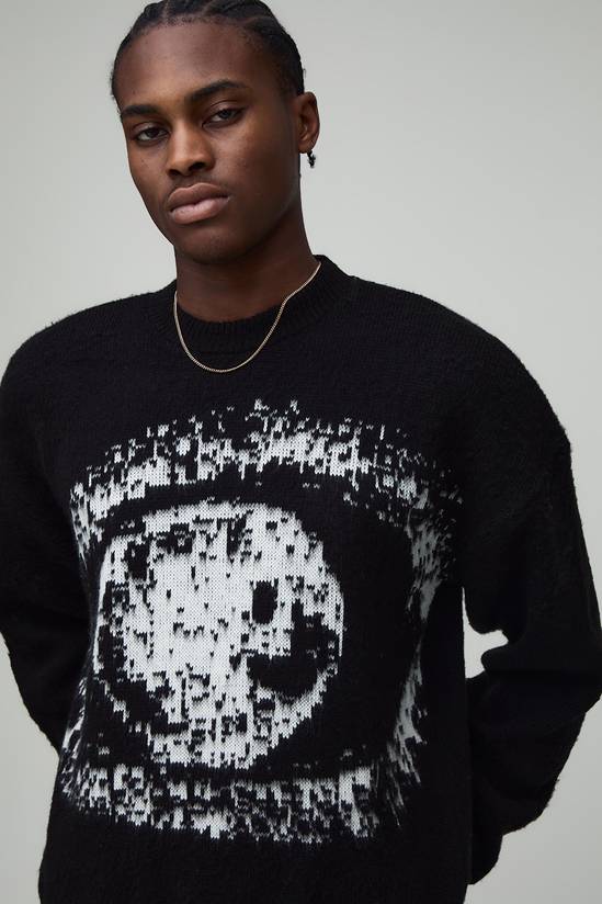 Relaxed Boxy Eye Jacquard Brushed Knitted Jumper