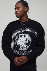 Relaxed Boxy Eye Jacquard Brushed Knitted Jumper