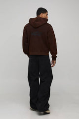 Oversized Boxy Heavyweight Washed Wrldwd Zip Through Hoodie