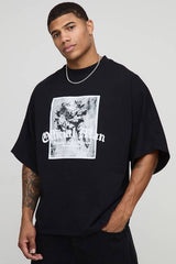 Oversized Batwing Official Floral Puff Print Applique T-Shirt