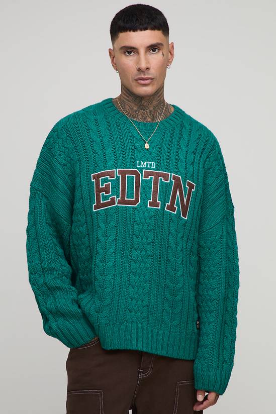 Tall Limited Edition Oversized Embroidered Knitted Jumper